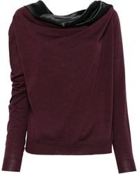 Alberta Ferretti - Wollen Trui Met Satijnen Vlak - Lyst