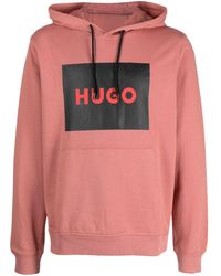 HUGO - Hoodie en coton à logo imprimé - Lyst