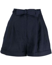 Casa Raki - Clementina Belted Linen Shorts - Lyst