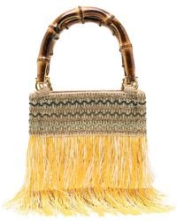 La Milanesa - Small Orchidea Fringed Bamboo-Handle Tote Bag - Lyst
