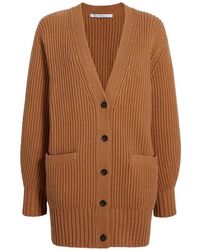 Another Tomorrow - Ribbed-Knit Cashmere Cardigan - Lyst