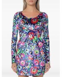 Chiara Ferragni - Floral-Print Corset-Style Long-Sleeved Fitted Mini Dress - Lyst