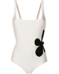 Adriana Degreas - Floral-appliqué Backless Swimsuit - Lyst