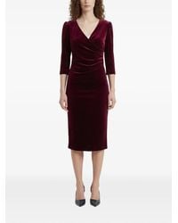 SUTTON NEW YORK - Velvet Wrap-Style Midi Dress - Lyst