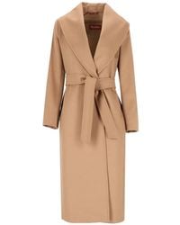 Max Mara - Belted Shawl-Collar Coat - Lyst
