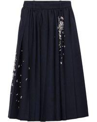 Prada - Pleated Embellished Midi Skirt - Lyst