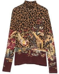 Etro - Leopard-Print Floral-Print Top - Lyst