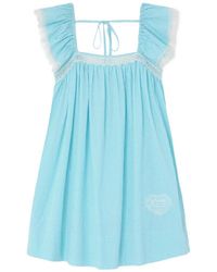 Ganni - Gingham Lace-Trimmed Dress - Lyst