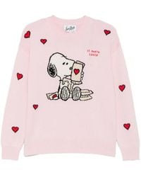 MC2 Saint Barth - Tessa Wool And Cashmere Blend Crewneck Sweater With Snoopy Intarsia - Lyst