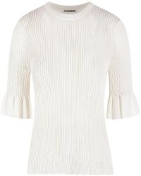 Jil Sander - Top De Canalé Con Volantes - Lyst