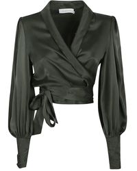 Zimmermann - Wrap-Effect Puff-Sleeve Top - Lyst