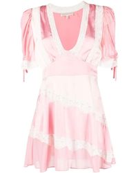 LoveShackFancy - Floral-Lace Detail Mini Dress - Lyst