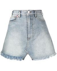 Natasha Zinko - Frayed-Hem Denim Mini Skirt - Lyst