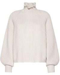 Max Mara - Ruffled-Trim Ribbed-Knit Sweater - Lyst
