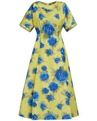 Marni - Rose-Print Midi Dress - Lyst