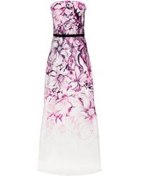 Saiid Kobeisy - Floral-Print Belted Strapless Gown - Lyst