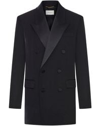 Saint Laurent - Double-Breasted Peak Lapel Blazer - Lyst