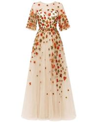 Gemy Maalouf - Leaf-Embroidered Open-Back Dress - Lyst