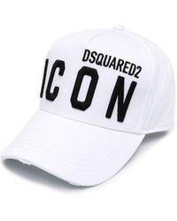 DSquared² - ICON Cappellino snapback bianco effetto consumato - Lyst