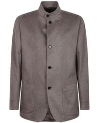 Lardini - Button-Up Stand-Collar Coat - Lyst