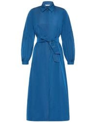Max Mara - Belted Balloon-Sleeve Midi Dress - Lyst