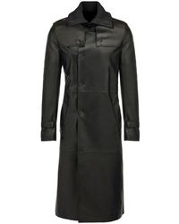 Ferragamo - Belted Leather Trench Coat - Lyst