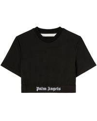 Palm Angels - Logo Tape Cropped Tee - Lyst