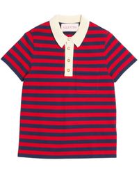 Valentino Garavani - Striped Cotton Polo Shirt - Lyst