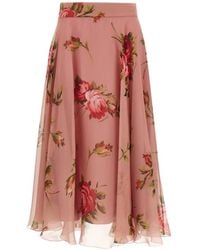 Dolce & Gabbana - Rose-Print Chiffon Midi Skirt - Lyst