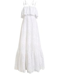 Etro - Broderie Anglaise Maxi-Jurk Met Kant En Harten - Lyst