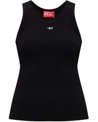 DIESEL - Geripptes Top mit Logo-Schild - Lyst