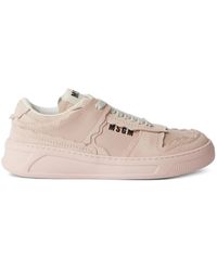 MSGM - Logo-Print Leather Sneakers - Lyst
