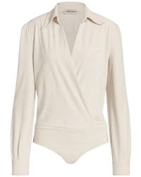 Alberta Ferretti - Wrap-Design Spread-Collar Bodysuit - Lyst