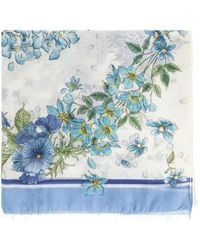 Ferragamo - Floral-Print Fringed Scarf - Lyst
