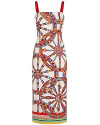 Dolce & Gabbana - Carretto-Print Charmeuse Dress - Lyst