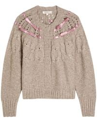 LoveShackFancy - Ribbon Cable-Knit Cardigan - Lyst