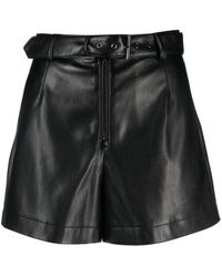 Patrizia Pepe - Essential Belted Faux-leather Shorts - Lyst