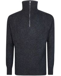 Amaranto - Pull Côtelé À Col Zippé - Lyst