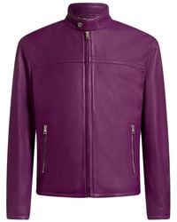 Etro - Leather Jacket With Logo - Lyst