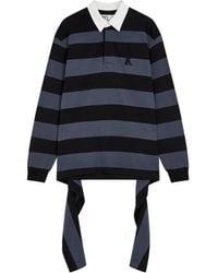OPEN YY - Stripe-Trimmed Asymmetrical-Hem Shirt - Lyst