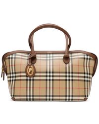 Burberry - Small Check Zip Tote - Lyst