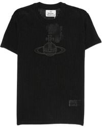 Vivienne Westwood - Geripptes T-Shirt Mit Orb-Verzierung - Lyst