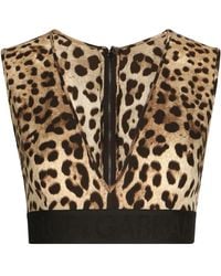 Dolce & Gabbana - Leopard-Print Charmeuse Top - Lyst