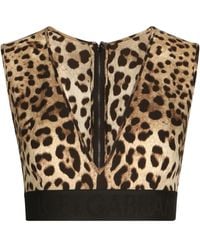 Dolce & Gabbana - Leopard-Print Charmeuse Top - Lyst