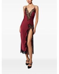 Kiki de Montparnasse - Giselle Lace-Trim Satin Midi Dress - Lyst