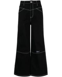 Izzue - Contrast-stitch Wide-leg Trousers - Lyst