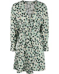 Sandro - Floral-Polka Dot Print Mini Dress - Lyst