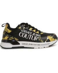 Versace Jeans Couture - Baroque-Print Leather Lace-Up Sneakers - Lyst