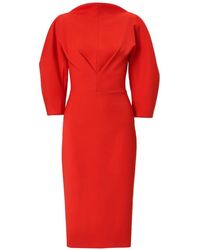 Carolina Herrera - Draped-Neck Bow-Detailed Midi Dress - Lyst