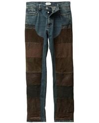 Versace - Jean Droit Patchwork En Cuir - Lyst